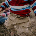 Little Windmill Corduroy Trousers fabric close-up showing quality cord texture and rich colour