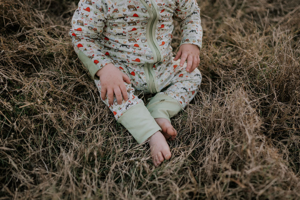 Farm Yard Jersey Cotton Onesie-Little Windmill Clothing Co