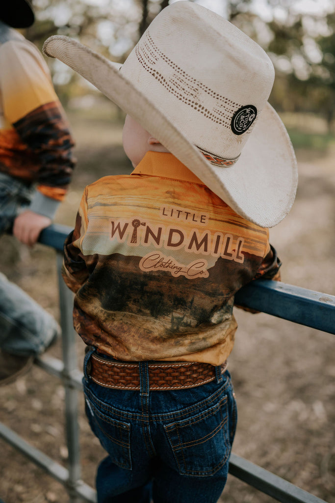 "The Muster" Sunrise Fishing Long Sleeve Shirt-Little Windmill Clothing Co