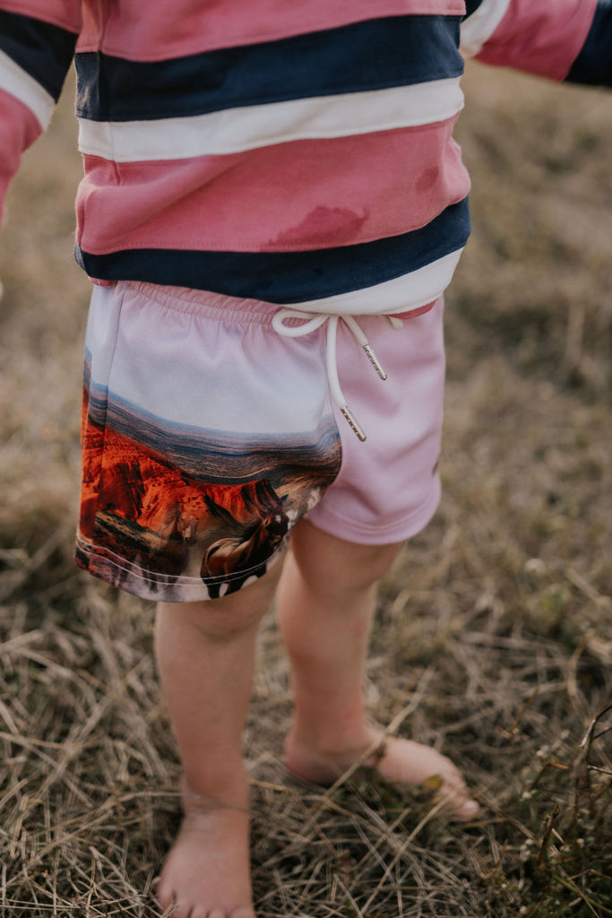 "Pink Sunrise" Shorts-Little Windmill Clothing Co