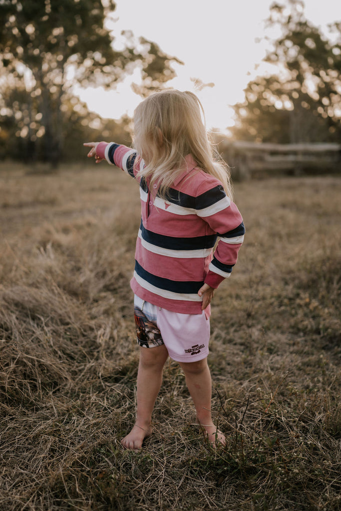 "Pink Sunrise" Shorts-Little Windmill Clothing Co