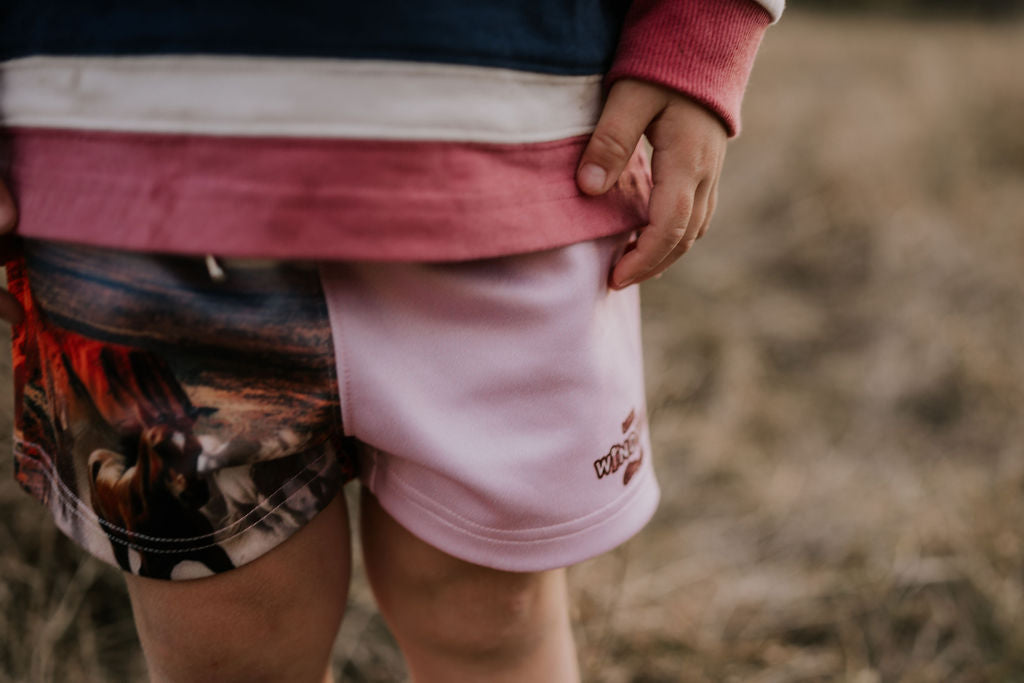 "Pink Sunrise" Shorts-Little Windmill Clothing Co