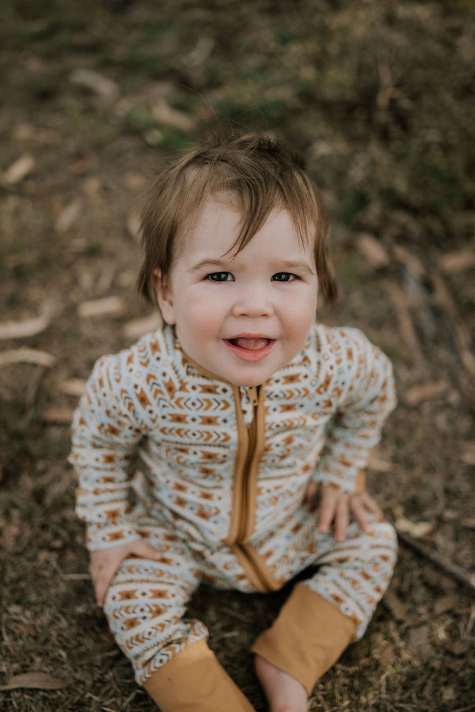 Aztec Jersey Cotton Onesie-Little Windmill Clothing Co