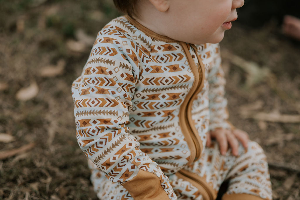 Aztec Jersey Cotton Onesie-Little Windmill Clothing Co