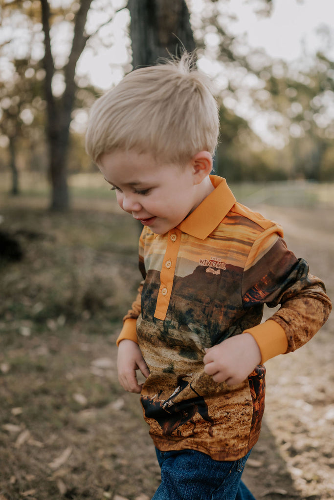 "The Muster" Sunrise Fishing Long Sleeve Shirt-Little Windmill Clothing Co