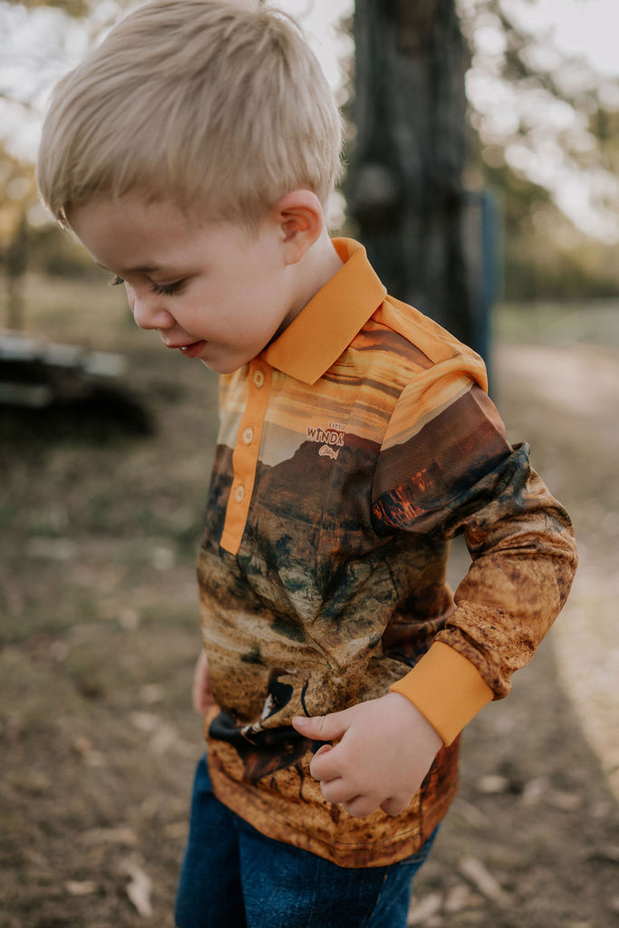 "The Muster" Sunrise Fishing Long Sleeve Shirt-Little Windmill Clothing Co