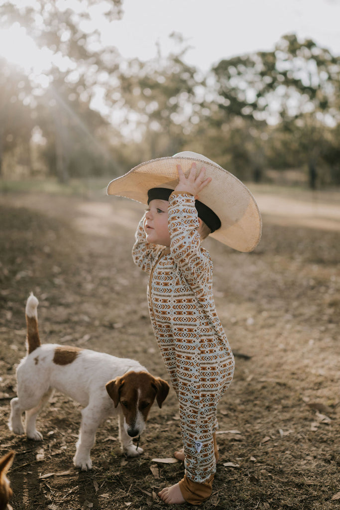 Aztec Jersey Cotton Onesie-Little Windmill Clothing Co