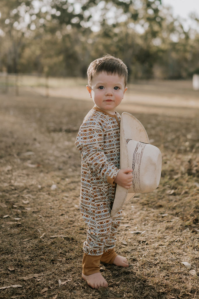 Aztec Jersey Cotton Onesie-Little Windmill Clothing Co