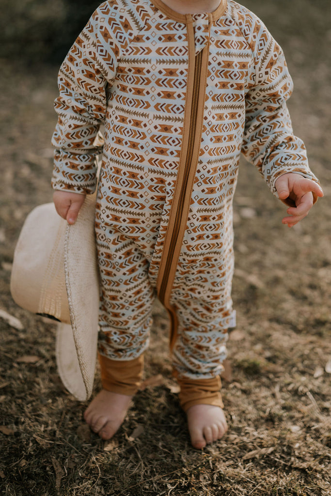 Aztec Jersey Cotton Onesie-Little Windmill Clothing Co