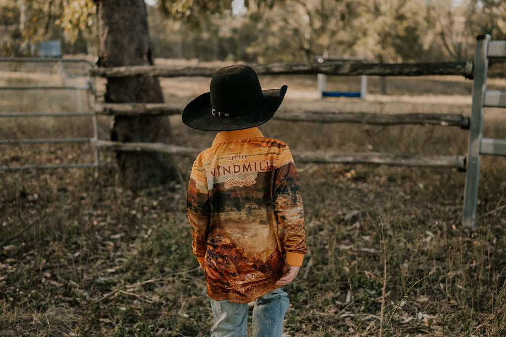 "The Muster" Sunrise Fishing Long Sleeve Shirt-Little Windmill Clothing Co