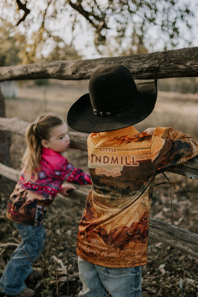 "The Muster" Sunrise Fishing Long Sleeve Shirt-Little Windmill Clothing Co