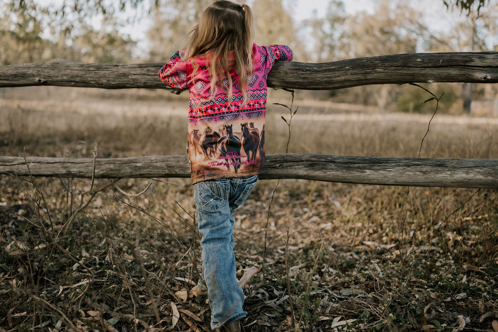 "The Drover" Aztec Pink Fishing Long Sleeve Shirt-Little Windmill Clothing Co