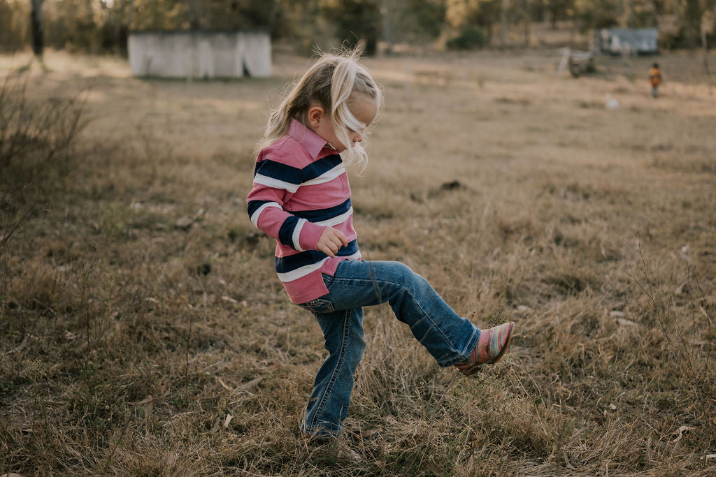 "Serena" Navy Pop Cotton Contrast Jersey-Little Windmill Clothing Co