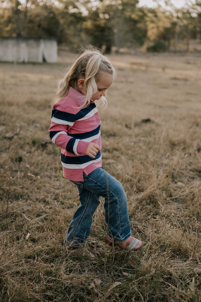 "Serena" Navy Pop Cotton Contrast Jersey-Little Windmill Clothing Co