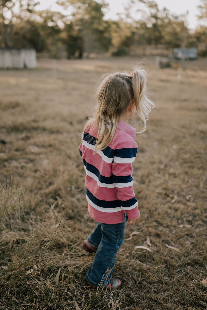 "Serena" Navy Pop Cotton Contrast Jersey-Little Windmill Clothing Co