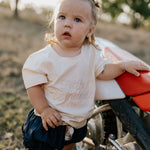 "Monica" Denim Baby Bloomers With Check Tie-Little Windmill Clothing Co