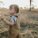 "Austin" Checked Tan Short Sleeve Shirt-Little Windmill Clothing Co