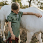 "Kathy" Girls Khaki Polo Dress-Little Windmill Clothing Co