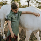"Kathy" Girls Khaki Polo Dress-Little Windmill Clothing Co