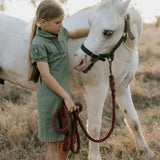 Kathy girls khaki polo dress worn by girl showing polished country casual girls style