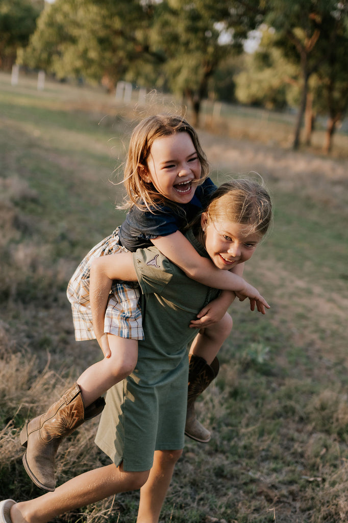 "Arizona" Dark Denim Check Swing Dress-Little Windmill Clothing Co