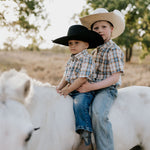 "Austin" Checked Tan Short Sleeve Shirt-Little Windmill Clothing Co