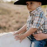 "Austin" Checked Tan Short Sleeve Shirt-Little Windmill Clothing Co