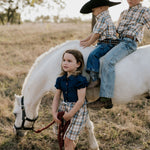 "Austin" Checked Tan Short Sleeve Shirt-Little Windmill Clothing Co