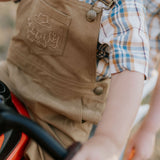 "Dallas" Checked Tan Short Sleeve Romper-Little Windmill Clothing Co