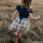 "Arizona" Dark Denim Check Swing Dress-Little Windmill Clothing Co