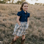"Arizona" Dark Denim Check Swing Dress-Little Windmill Clothing Co