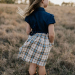 "Arizona" Dark Denim Check Swing Dress-Little Windmill Clothing Co