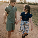 "Kathy" Girls Khaki Polo Dress-Little Windmill Clothing Co