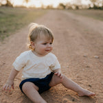 Harley denim baby bloomers worn by baby showing sweet denim country style