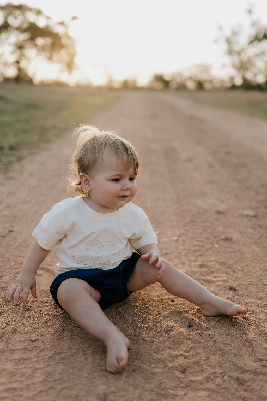 Harley denim baby bloomers worn by baby showing sweet denim country style