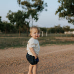 Harley denim baby bloomers close-up showing premium denim fabric and stitching detail