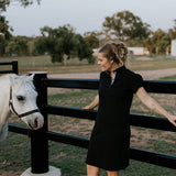 "Shay" Semi Fitted Women's Black Polo Dress-Little Windmill Clothing Co