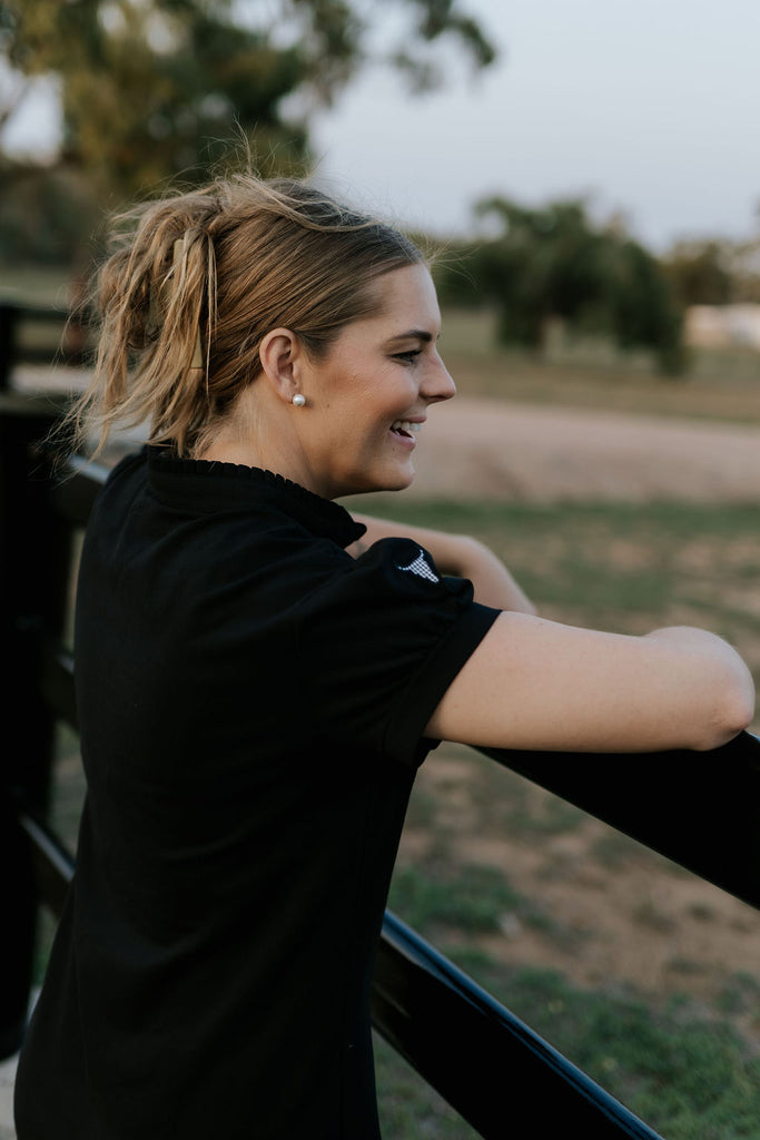 "Shay" Semi Fitted Women's Black Polo Dress-Little Windmill Clothing Co