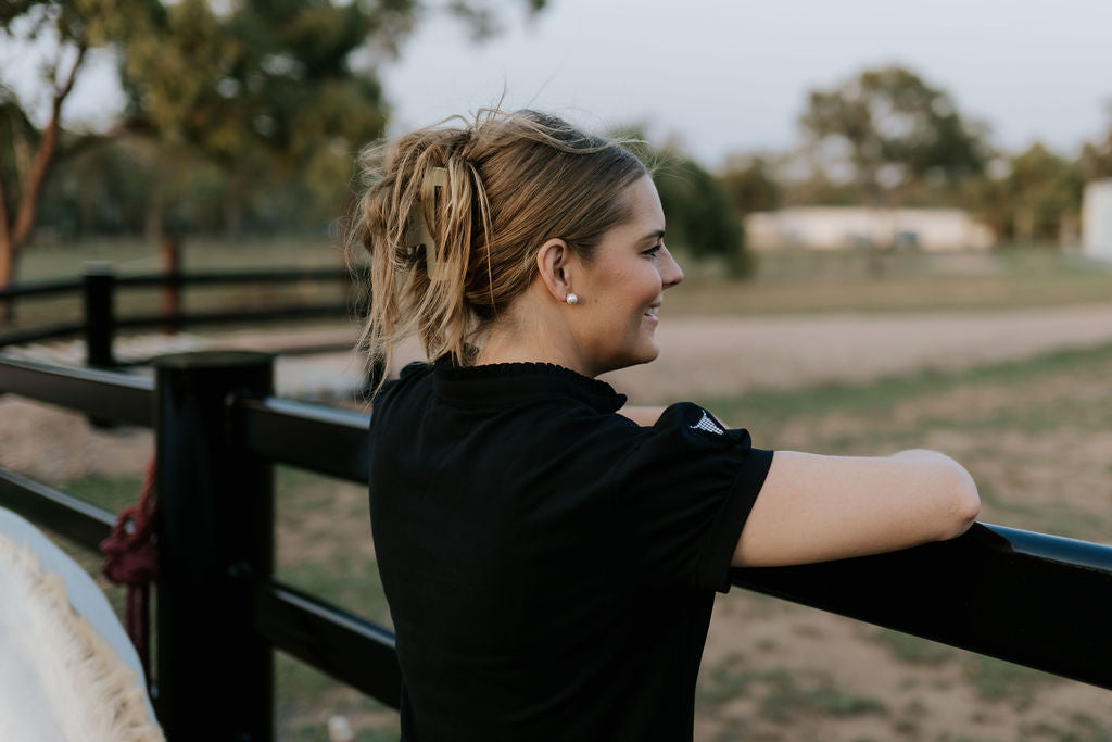 "Shay" Semi Fitted Women's Black Polo Dress-Little Windmill Clothing Co