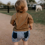 "Charlie" Navy Gingham Baby Bloomers-Little Windmill Clothing Co