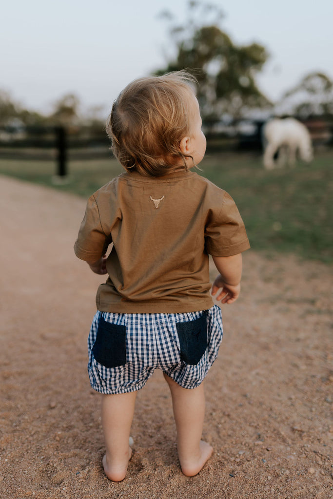 "Charlie" Navy Gingham Baby Bloomers-Little Windmill Clothing Co