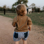 "Charlie" Navy Gingham Baby Bloomers-Little Windmill Clothing Co