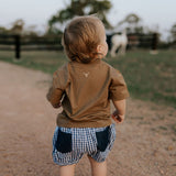 "Charlie" Navy Gingham Baby Bloomers-Little Windmill Clothing Co