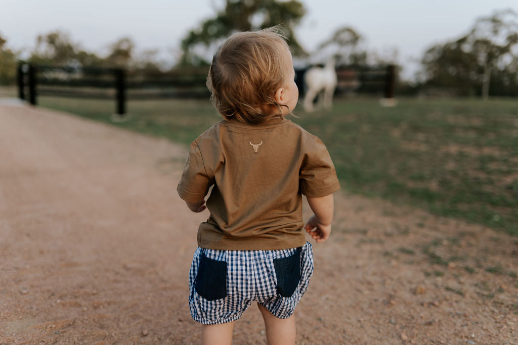 "Charlie" Navy Gingham Baby Bloomers-Little Windmill Clothing Co