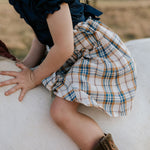 "Arizona" Dark Denim Check Swing Dress-Little Windmill Clothing Co