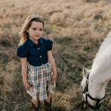 "Arizona" Dark Denim Check Swing Dress-Little Windmill Clothing Co