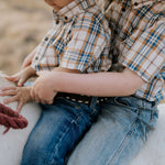 "Austin" Checked Tan Short Sleeve Shirt-Little Windmill Clothing Co