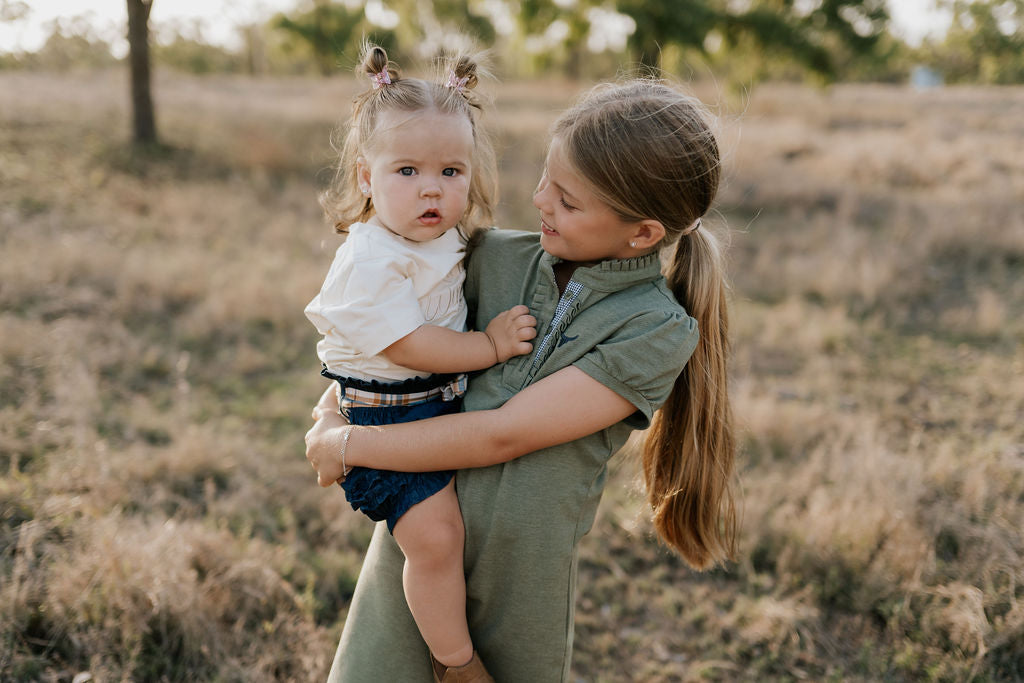 "Kathy" Girls Khaki Polo Dress-Little Windmill Clothing Co