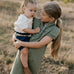 Kathy girls khaki polo dress front view showing smart khaki polo neck dress for girls