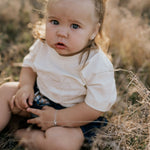 "Monica" Denim Baby Bloomers With Check Tie-Little Windmill Clothing Co